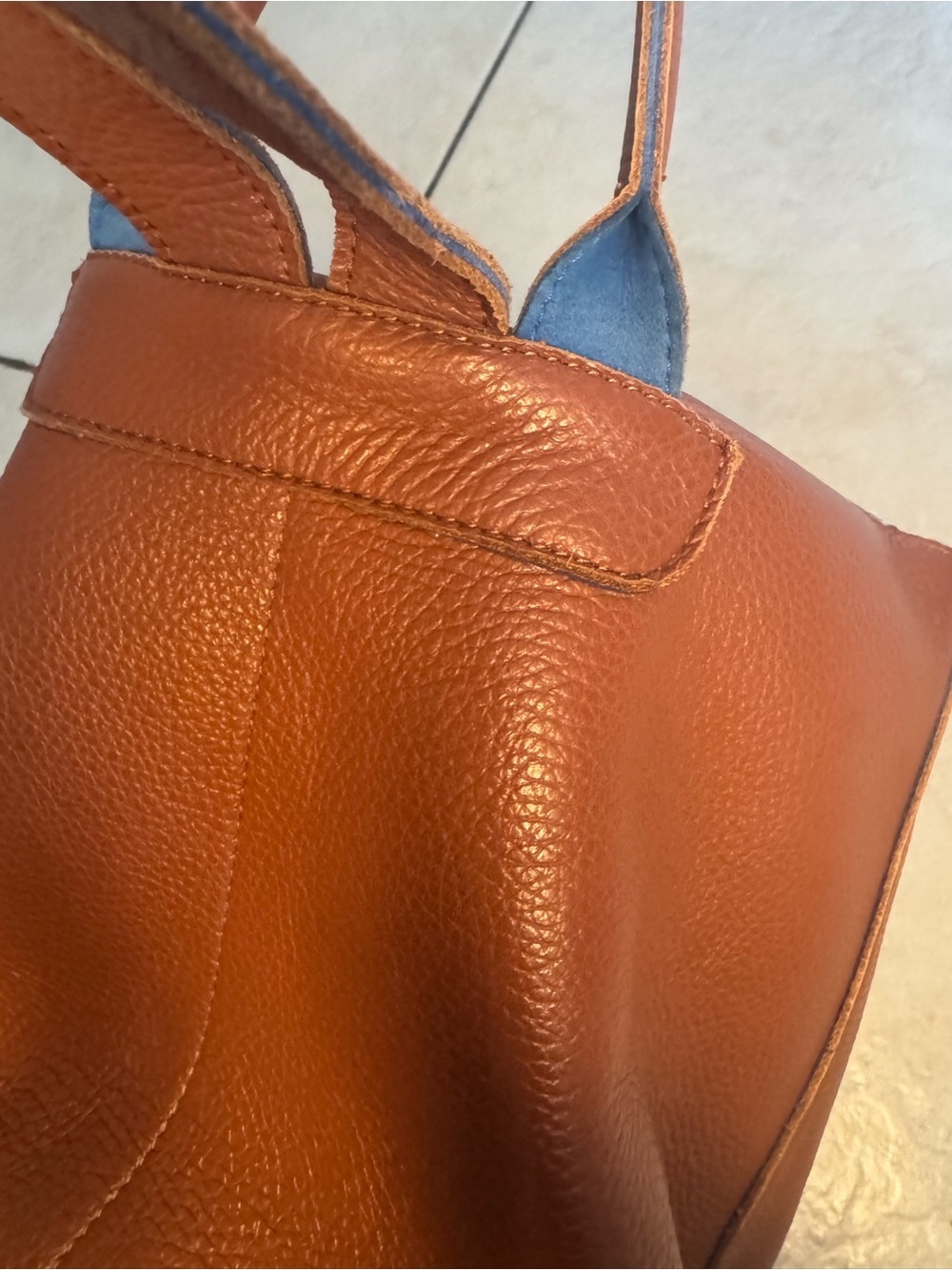 Terrida Luxury Travel Backpack Leather Brown/Blue Murano 16x14x6 - Picture 13 of 16